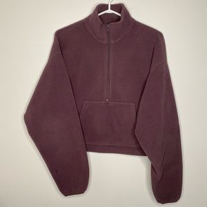 Aritzia plum purple cropped quarter zip fleece.